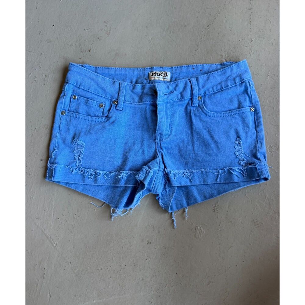 Mudd Y2K Low-Rise Blue Shorts